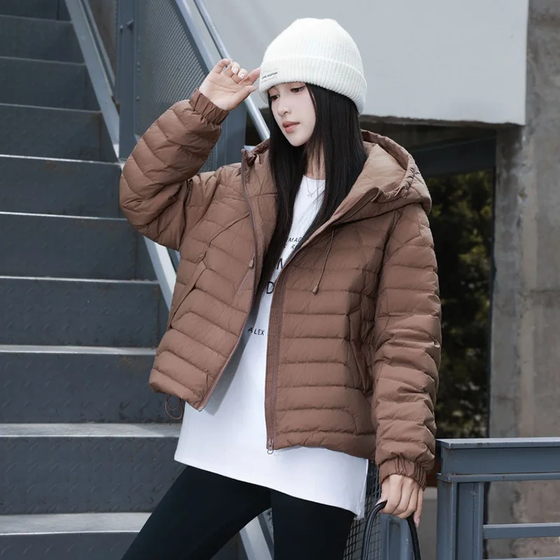 

Women's Short Down Jacket 2025 Fall/Winter New Arrival Fashionable Versatile Hooded Lightweight Loose-Fit Warm Coat Trendy
