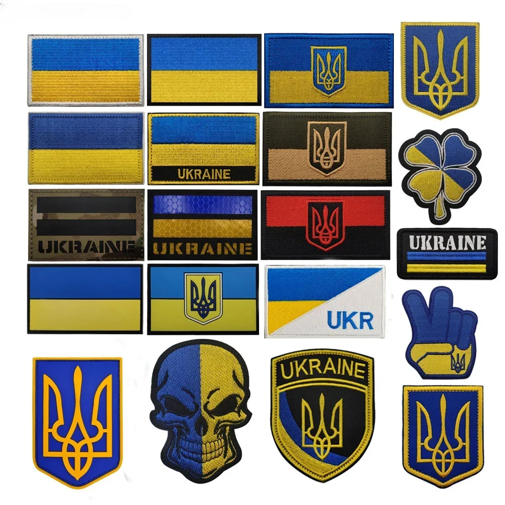 Ukraine Embroidered Patch Ukrainian National Flag Emblem Badge Hook&Loop Military Patches for Backpack Tactical Morale Badge