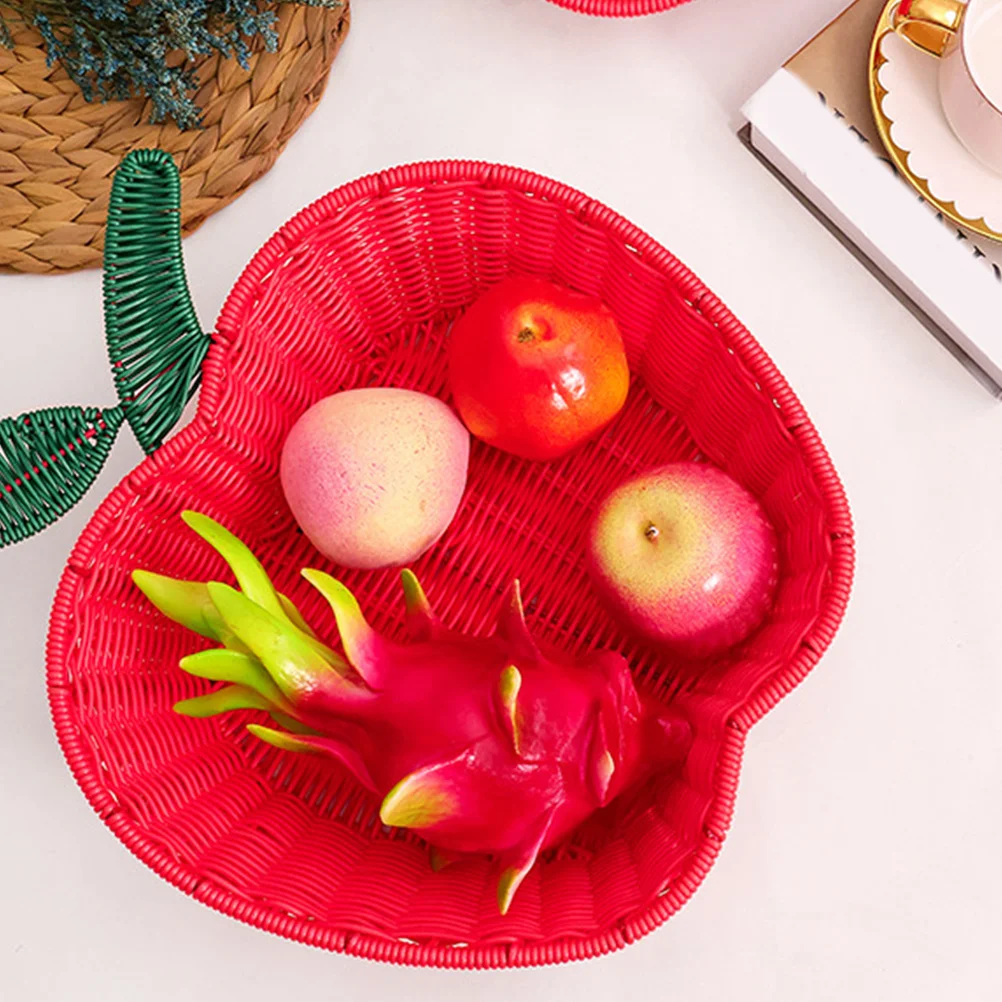 

Apple Shape Woven Fruit Basket Plastic Metal Desktop Storage Container for Home Kitchen Snacks Nuts Organizer