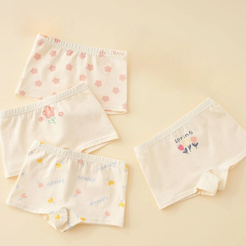 4 Stück Kinder Baumwolle anti bakterielle Höschen für Mädchen dünne atmungsaktive Schlüpfer 3 y kleine Kinder Unterwäsche Baby niedlichen Print Slips