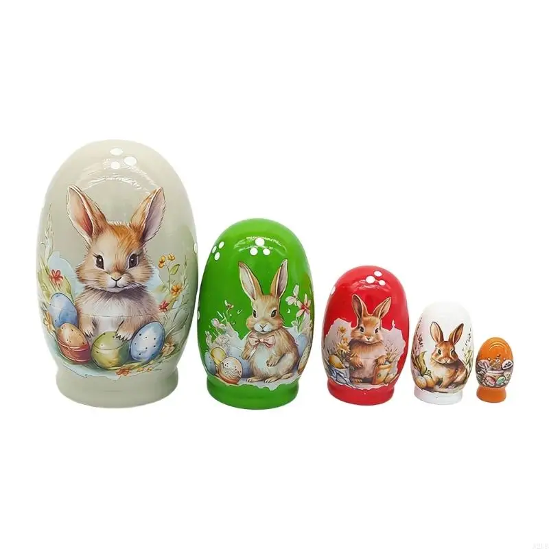 Russian Nesting Dolls 5 Pieces Hand Painted Toy Easter Theme Traditional Russian Stacking Dolls A2UB