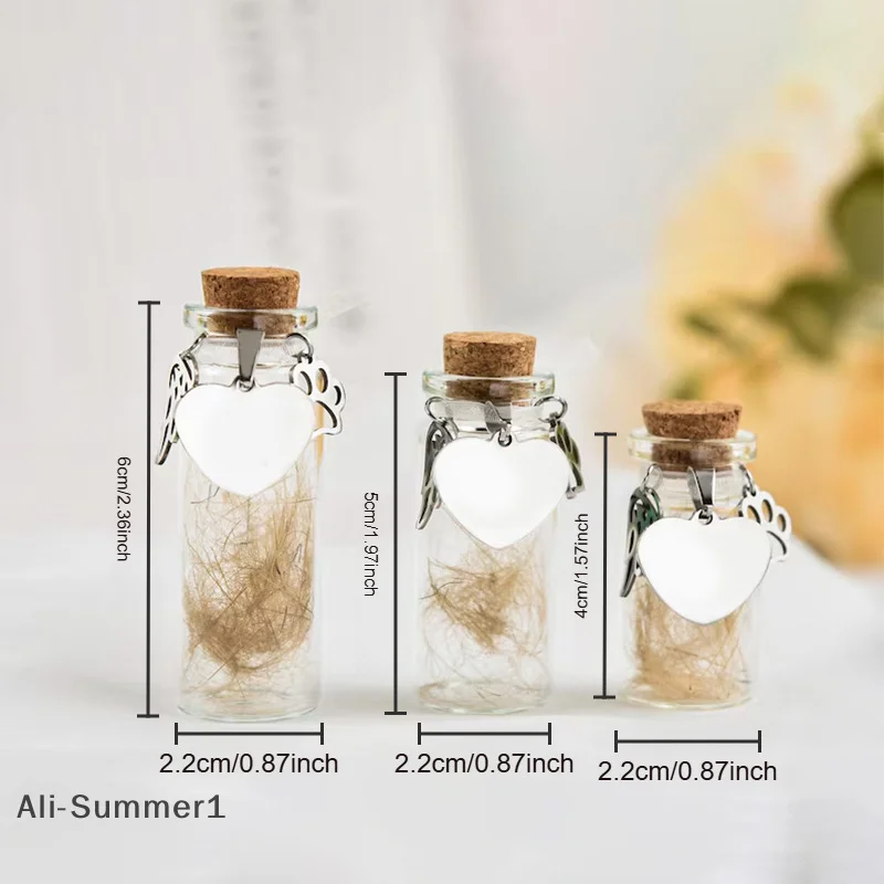 【E】زجاجة تذكارية للحيوانات الأليفة لشعر الحيوانات الأليفة والكلاب والقطط والفراء مع 3 ملحقات فضية حاوية جرة تذكارية للحيوانات الأليفة #6