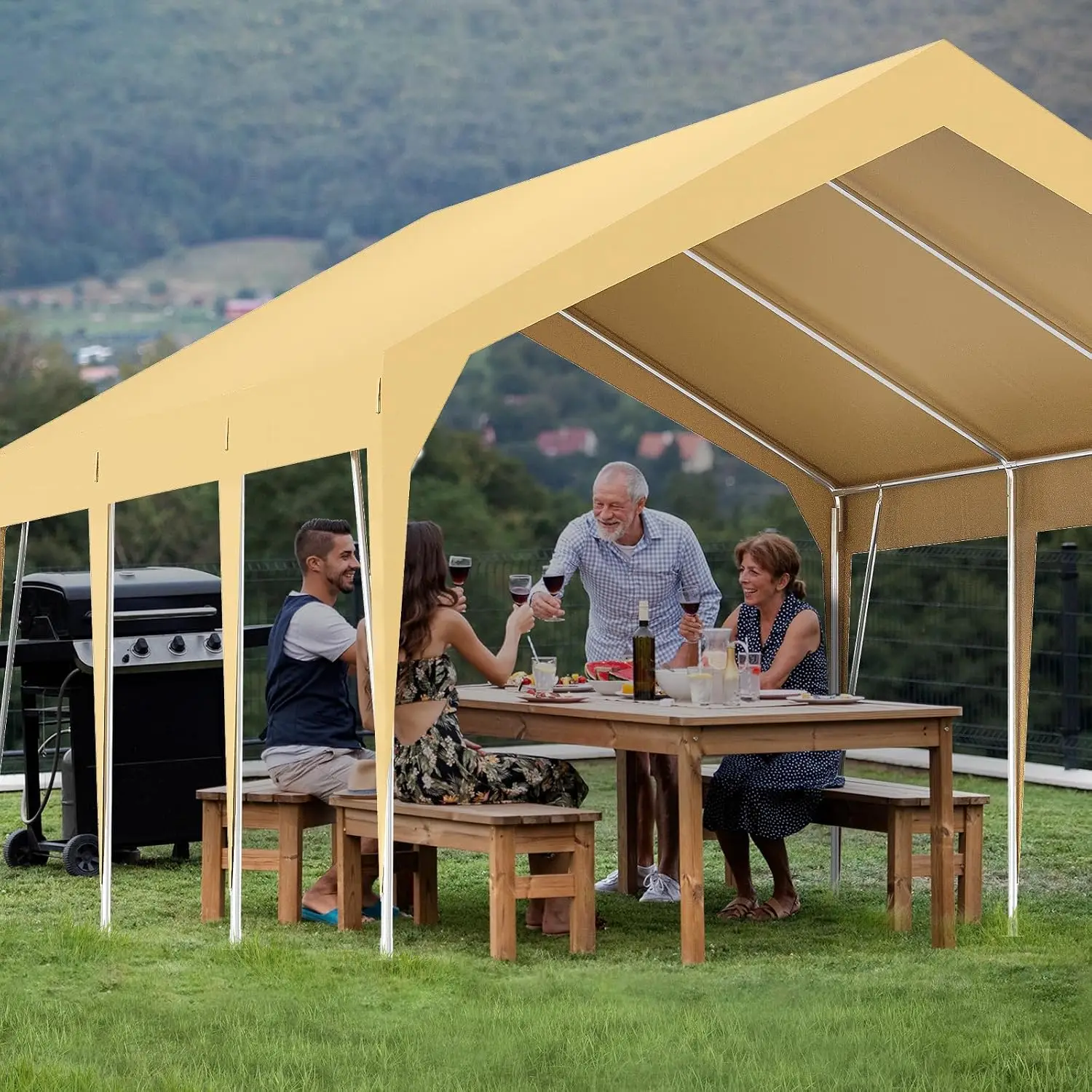 10x20FT Heavy Duty Waterproof UV Resistant Carport Shelter Outdoor Vehicle Storage, Customized