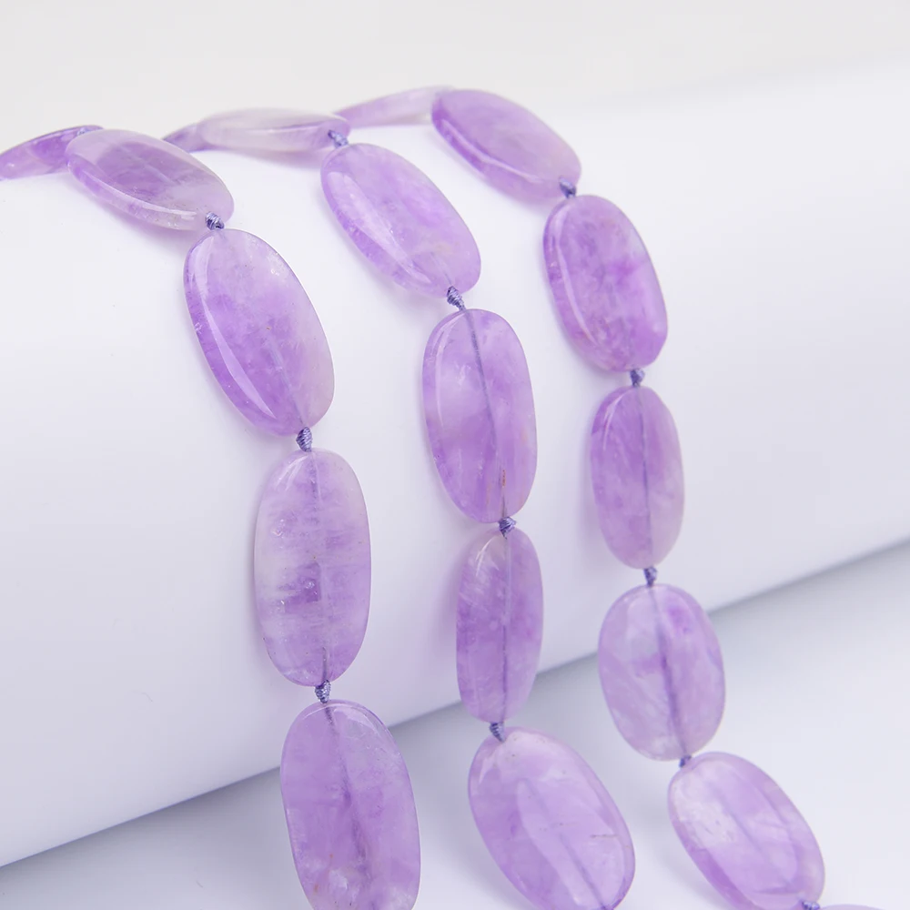 APDGG Natural Light Purple Amethyst Quartz Oval Slice Loose Beads 15.5'' Strand Jewelry Making DIY