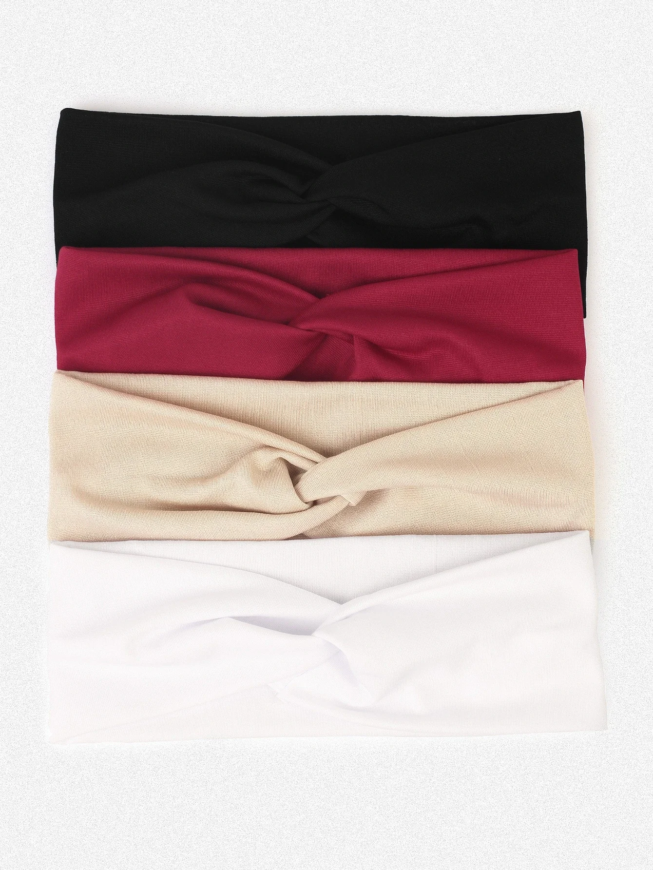 

4pcs Solid Color Twisted Elastic Headbands For Women Casual Hair Accessories