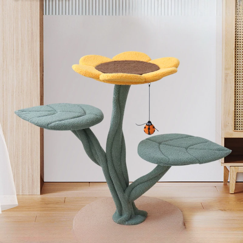 

Sunflower Cute Cat Climbing Frame Flower Cat Tree Teddy Velvet Multi layer Pet Supplies ins