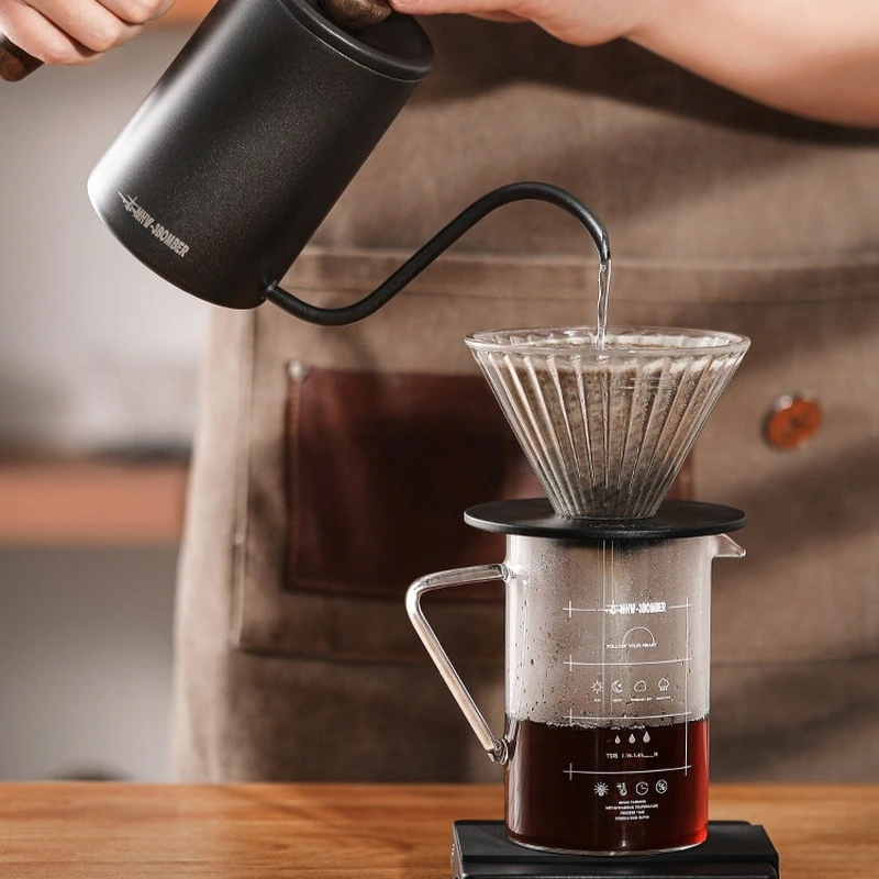 Mhw-3Bomber Pour Over Coffee Set Glass Dripper Server Grinder Drip Coffee Maker Kit For Home Office Barista Use - view 2