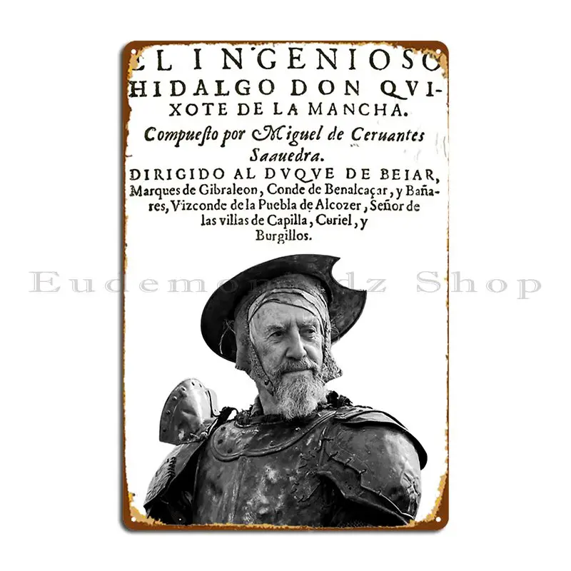 Póster de placa de Metal de Quijote Don Quijote, Mural de pared de impresión de barra personalizada, cartel de estaño, Literatura Española Cervantes