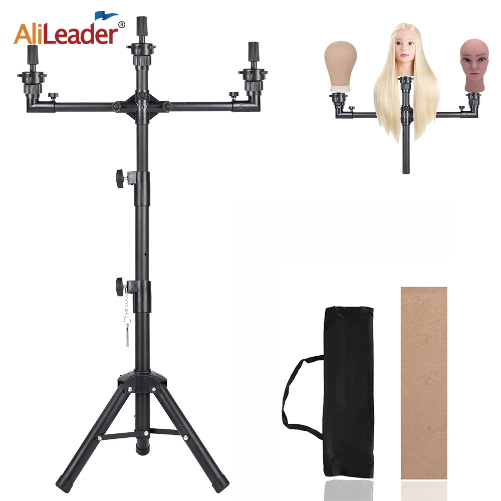 50Inch Wig Stand With 3Holders Stand Tripod Holder Adjustable Wig Tripod For Mannequin Multifunction Training Head  Wig Head Sta