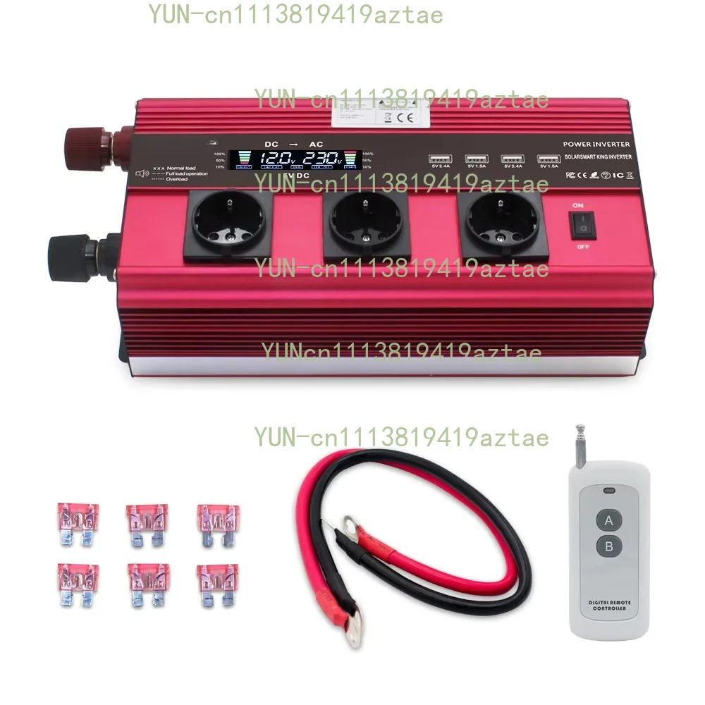 Hot Sale Outlets 3 Charger Adapter 2000w Power Inverter Dc 12v 24v to 110V 220v Ac Car Converter Dc to Ac Inverter