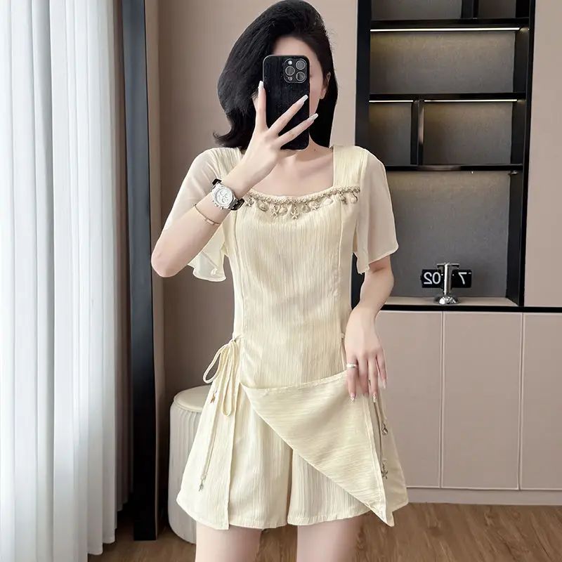 

Fashion Casual Dress Women's Short Sets 2 Pieces Luxury Outfit Novelties Light Two-piece Tailor Chic and Elegant Female Shorts