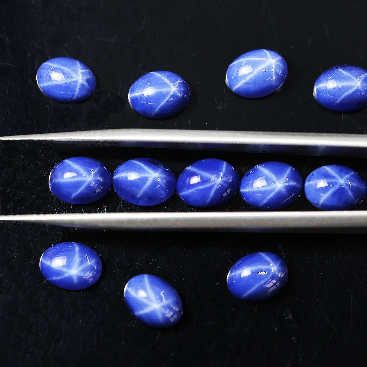 Lab Created Synthetic Blue Star Sapphire Oval Cabochon Loose Stones from 6x4mm - 18x13mm
