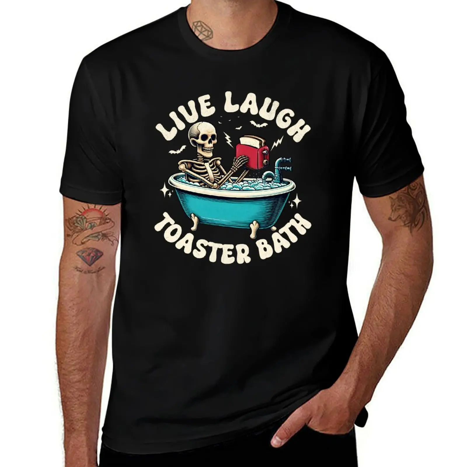 

cotton - T-Shirt men Laugh 100% Bath t Toaster Skeleton Bathing man tshirt Live shirt