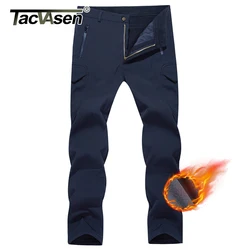 TACVASEN Winter Men's Soft-shell Work Pants Waterproof Fleece Lining Multiple Pockets Camping Hiking Outdoors Trousers