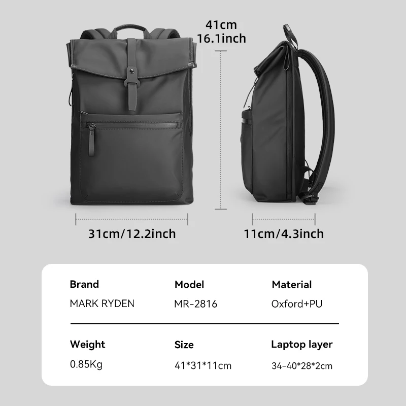 MarkRyden Trendy: Leather, Casual, Multi-layer Storage, Large Capacity, Waterproof, Backpacks