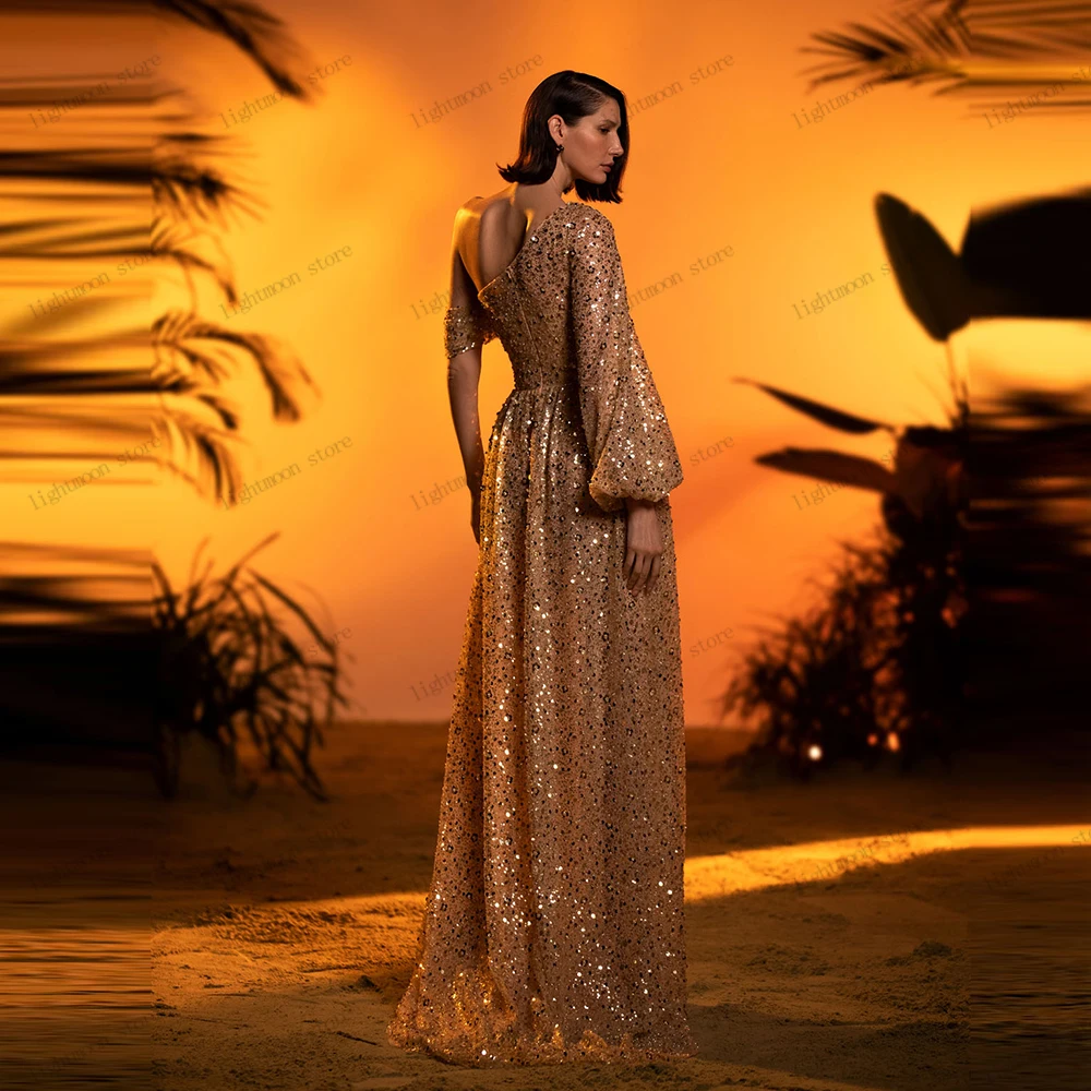 فساتين سهرة لامعة فستان حفلة موسيقية عتيق مطرز بالخرز قبالة الكتف رداء فتحة عالية Vestidos De Gala مخصص 2026