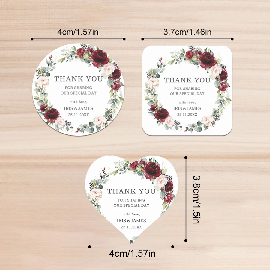 Custom Floral Wedding Decals, DIY Stickers for Gift Box Sealing, Party Favors, Vintage Event Decor, Waterproof & Reusable