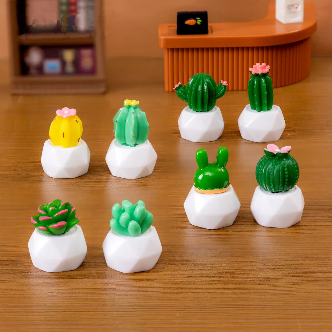 Figurines Miniatures Cute Simulated Cactus Potted Plant Micro Landscape Ornaments For Home Decorations Room Decor Accessories