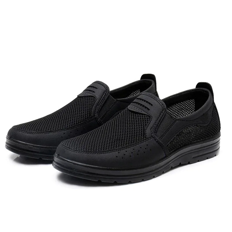 Breathable Men\'s Casual Shoes Summer Style Mesh Flats for Men Slip on Loafer Creepers Soft Walking Shoes Comfortable Dad Shoes