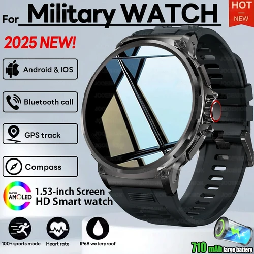 Imagen 1 del producto 2025 nuevo reloj inteligente militar GPS V69 para hombres 1,85 pulgadas 710 mAh ritmo cardíaco GPS deportes IP68 impermeable Bluetooth hablar Smartwatch hombre
