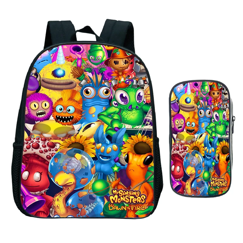 

2pcs Set Anime My Singing Monsters Kindergarten Bags Cartoon Kids Backpack Boys Girls Mini Bookbag Children Waterproof Schoolbag