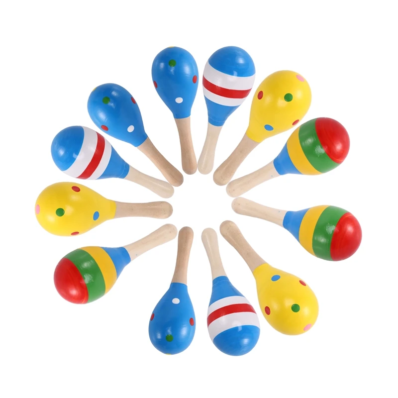 

12 Pieces Maracas For Maraca Party Favours Wooden Maracas Colorful Mini Maracas For Fiesta Favours Musical Instruments Maracas,R