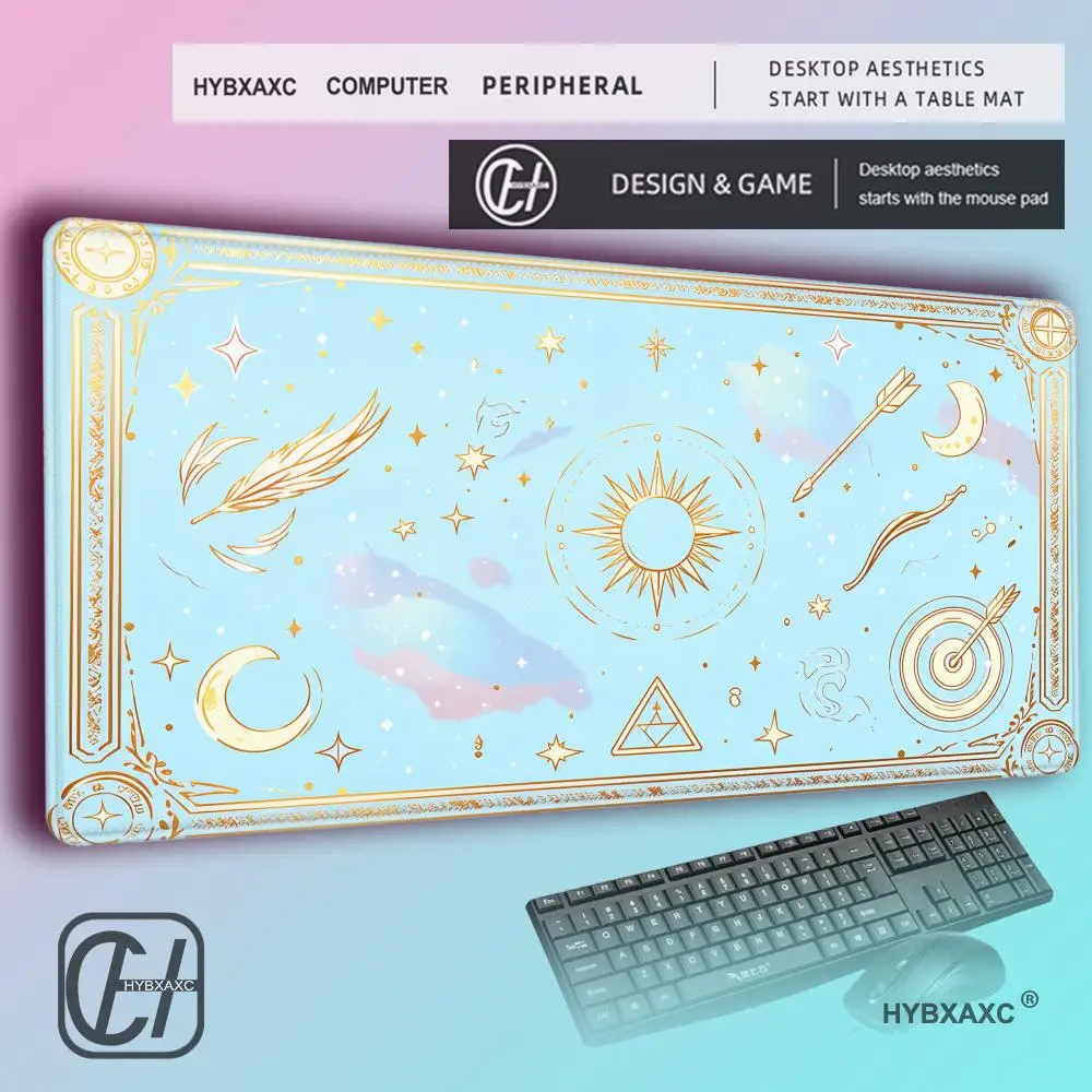 HYBXAXC Pink Moon Stars Card Magic Party Game Mat Durable Rubber for MTG&TCG Games Mouse Pad Offices Desk Mats Friendly Design