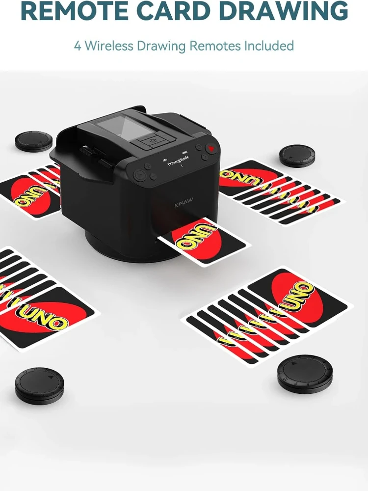 

Automatic Card Shuffler Dealer - 1-2 Decks Support 12 Players 4 Drawing Remotes Built-In Gameplays 360°/180° Deal For Poker UNO