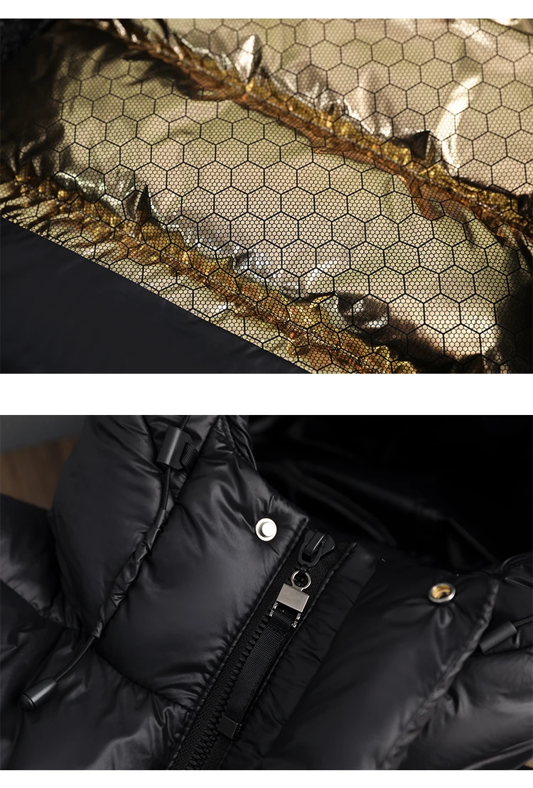 Winter Black Gold Down Jacket Women's Long Brand Glossy Waterproof White Duck Down Warm Parka Short Lightweight Hooded Coat