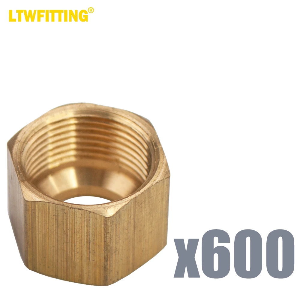 LTWFITTING 7/16-Inch Brass Compression Nut,Brass Compression Fitting(Pack of 600)