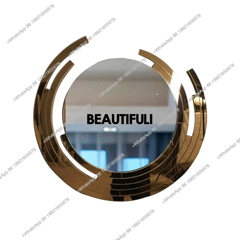 Background wall circular art mirror model room splicing gold wall decoration living room enigma mirror