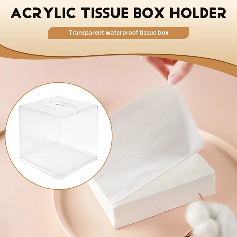 透明アクリルティッシュボックスホルダー,カバー付き,フェイスディスペンサー,カウンタートップボックス,透明プラスチックドライヤー
