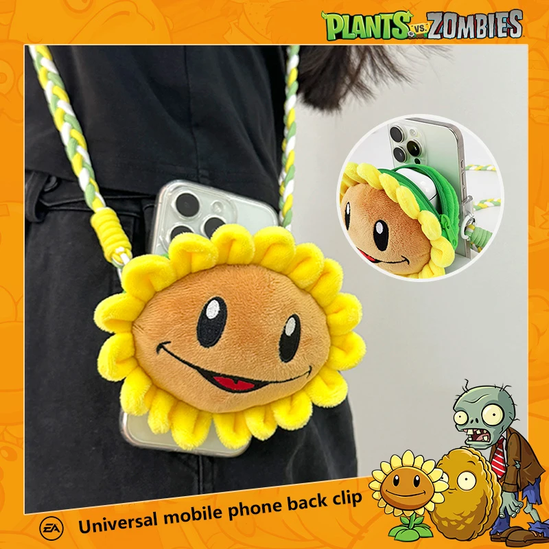 Plantes vs Zombies 2 tournesol en peluche support arrière de téléphone portable en peluche poupée jouet figurines doux tournesol porte-monnaie enfant cadeaux de noël