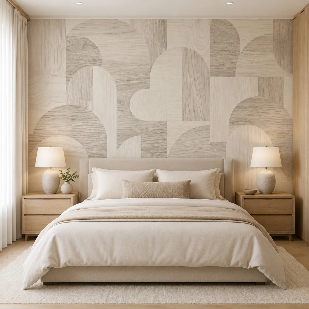 Beige Geometric Self Adhesive Wallpaper Wood Grain Abstract Wall Mural Peel and Stick Bedroom Living Room Modern Home Decor Arts