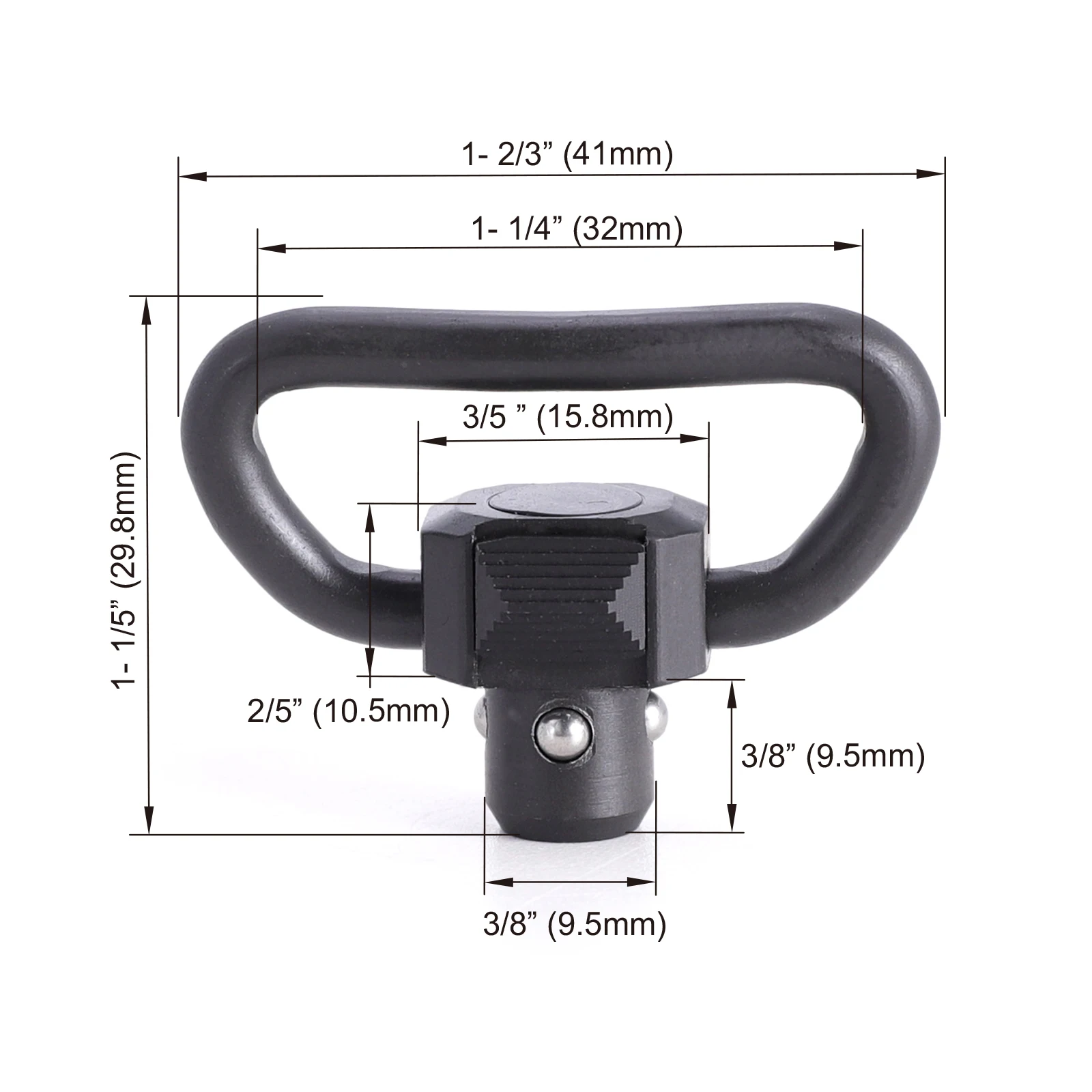 QDM Heavy Duty Quick-Disconnect Sling Swivel, Black 1.25 inch QD