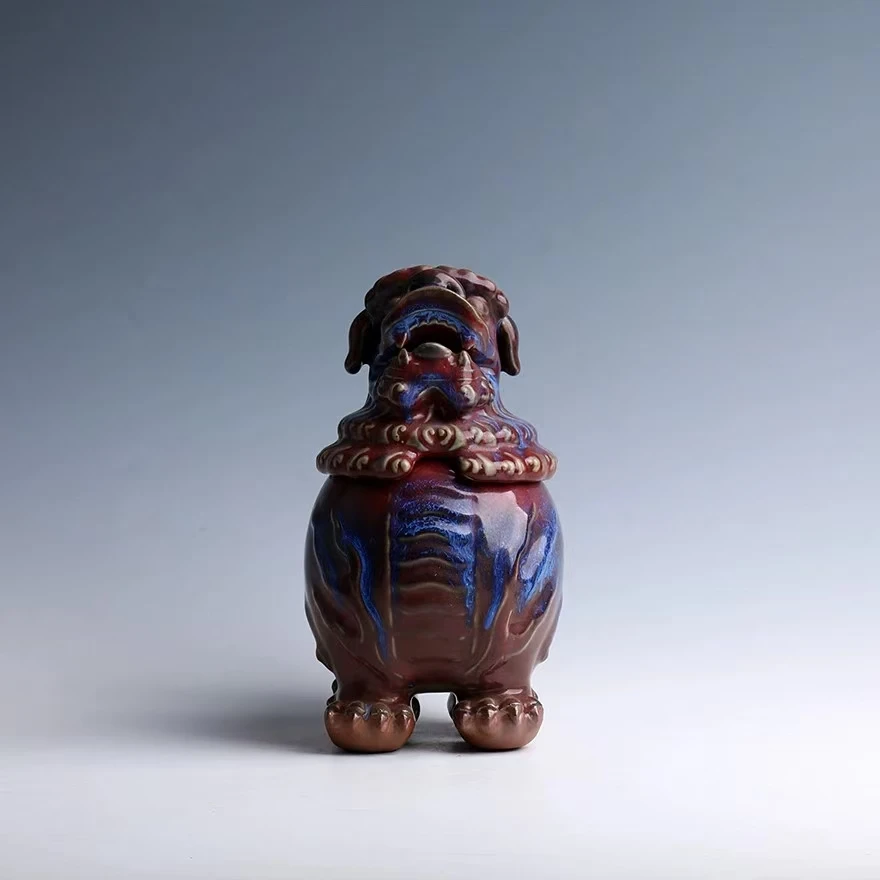 Jun Kiln Jun Porcelain Carbon-Burned Sacred Beast Incense Burner Province Master of Fine Arts Craftsmanship Lou Gaoqiang