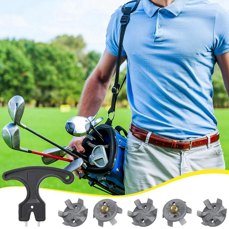 Golf Spikes Set Includes 30 Pcs Golf Cleats Replacement Golf Cleats Spanner Metal Thread Screw 6 Mm Dia Golf Spike Too