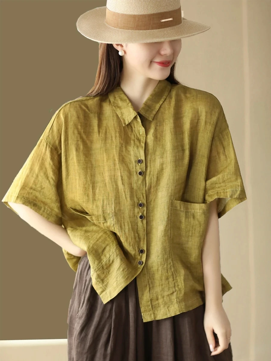 

Spring Summer Women's Blouse New Cotton Linen Women Shirt Tops Temperament Breathable Female Casual Shirt Women Shirt Coat