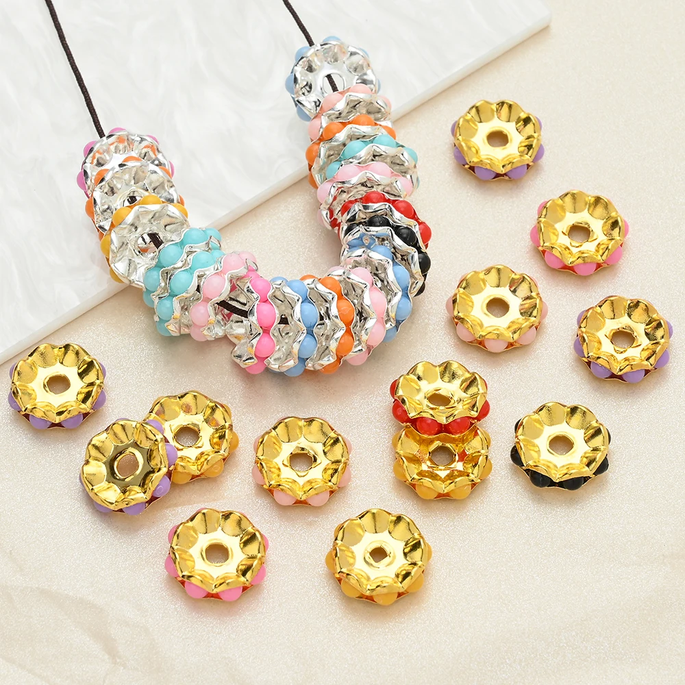 5/20 Stück 12mm Acryl-Legierungs-Abstandsperlen in Bonbonfarben, gewellte Blumenperlen für DIY-Schmuckherstellung, Armbänder, Halsketten, Bastelarbeiten – Detail 5