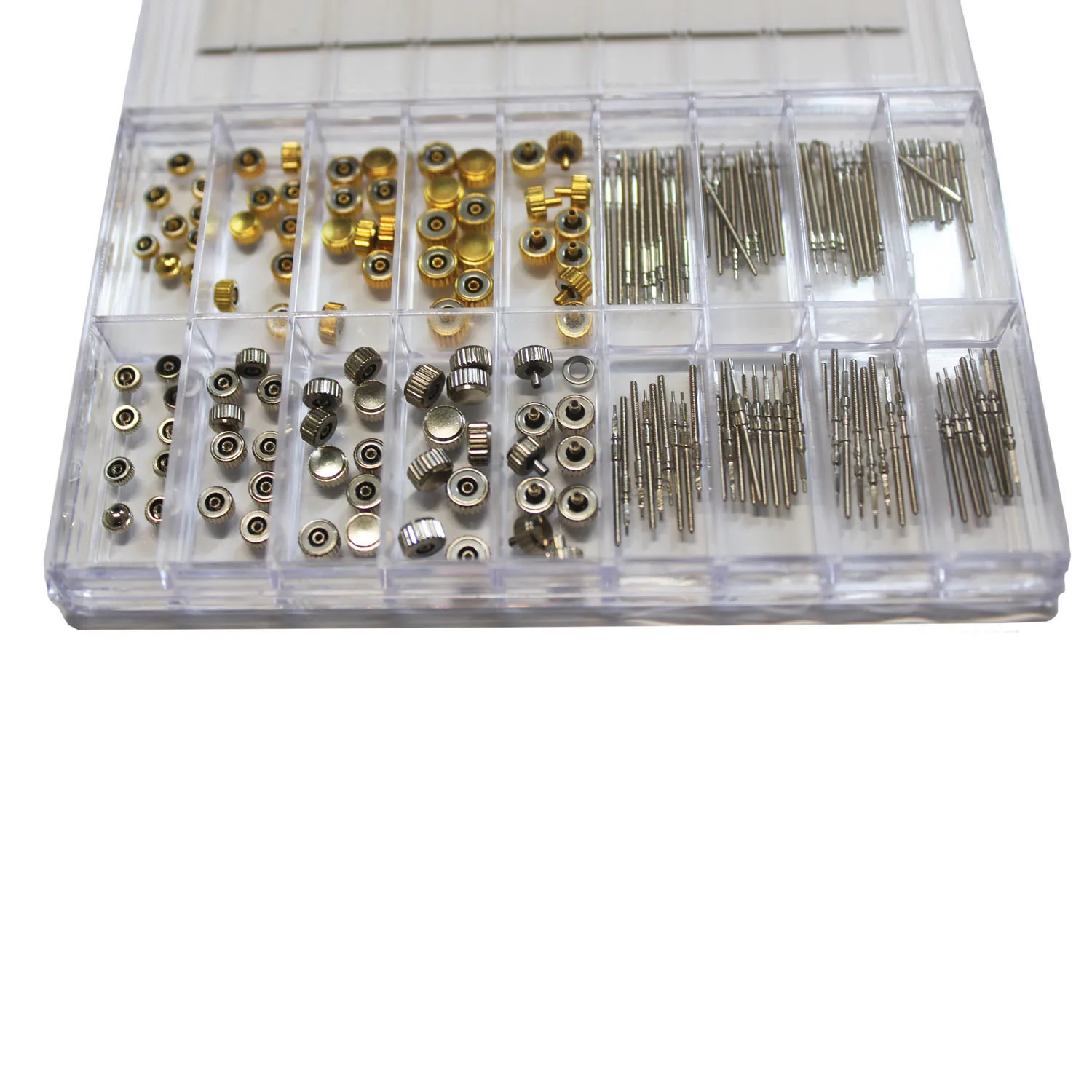 170pcs/set Watch Crown Parts Replacement Assorted Dome Flat Head Watch Accessories Repair Tool Kit Accessories For Watchmaker