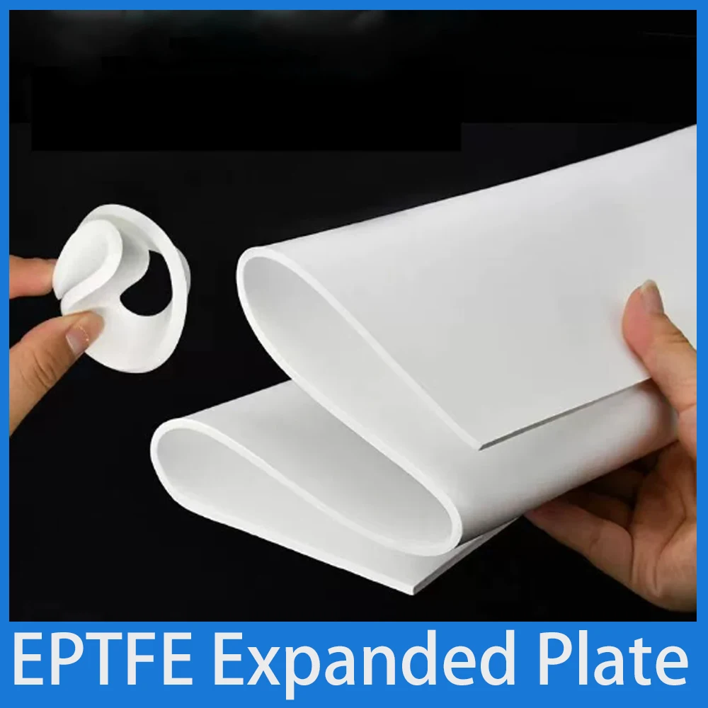 1Pcs Soft PTFE Gasket Thick 1/1.5/2~6mm EPTFE Expanded Plate High Temperature Resistant Elastic Flat Gaske 250x250mm 500x500mm
