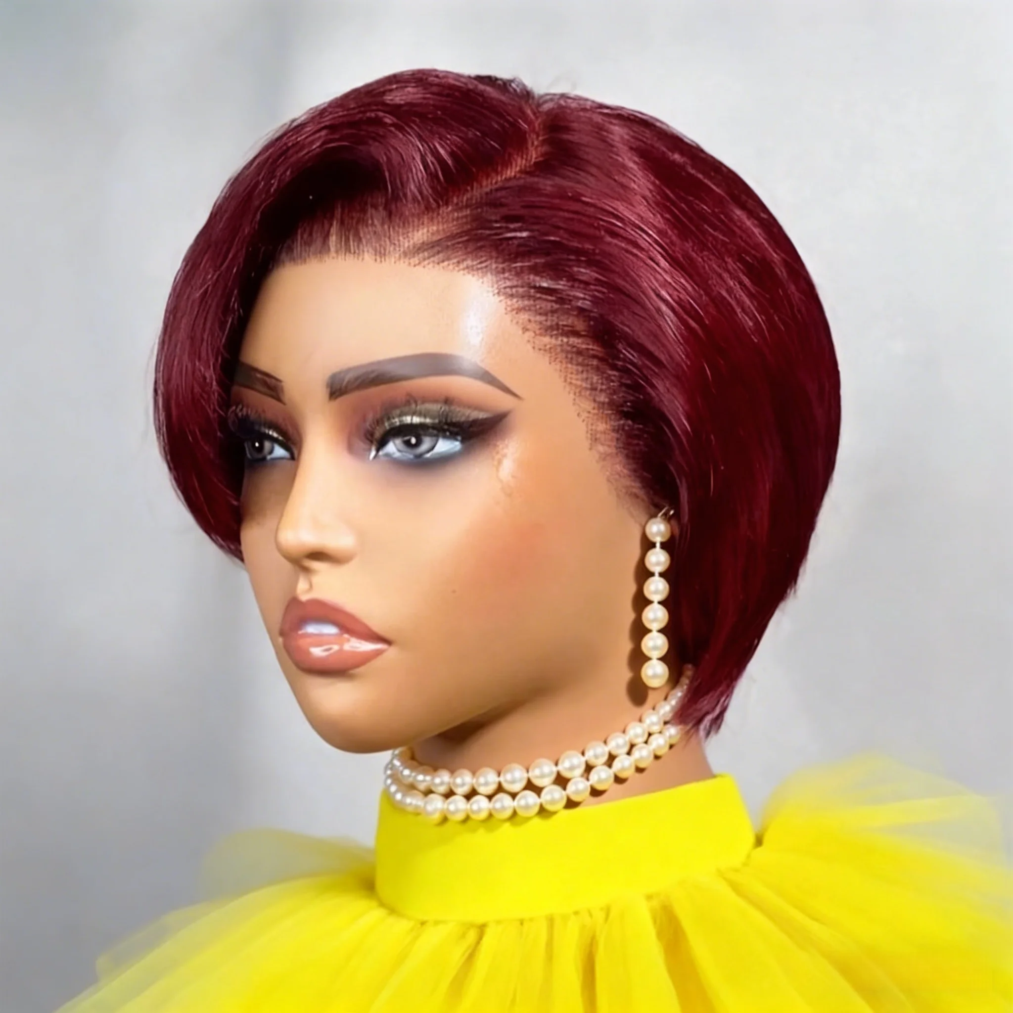 Pixie Cut Wig Human Hair 13x4 Lace Front Wigs 8 Inch Short Bob Wigs Pre Plucked Short Straight 180% Density view 2