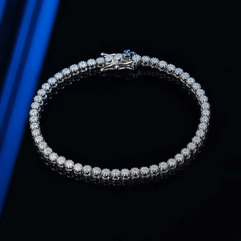 Luxury Solid Platinum PT950 Women's 2mm Moissanite Diamond Small Crown Bracelet INS Fashion Bracelet