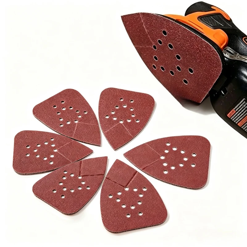 TQLQ12-hole Triangle Mouse Sandpaper, 10/20/50 Pcs Abrasive Sandpaper Disc with Hook and Loop, 40-2000 Grit for Detail Polishing
