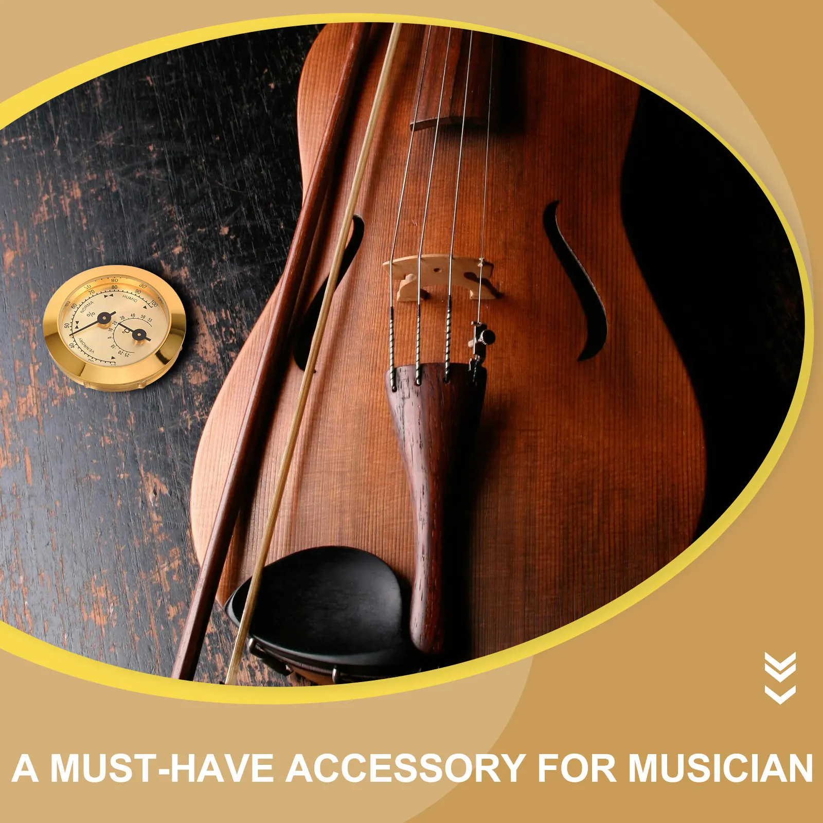 Violin Accessories Hygrometer with Thermometer Fine Workmanship ABS Zinc Alloy Smooth Finish Humidity Temp Monitor for Violin