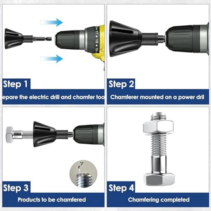 4Pcs Deburring External Chamfer Tool Deburring Chamfering Drill Bit,Bolt Thread Repair Tool, For 5-25Mm/3-20Mm Easy To Use