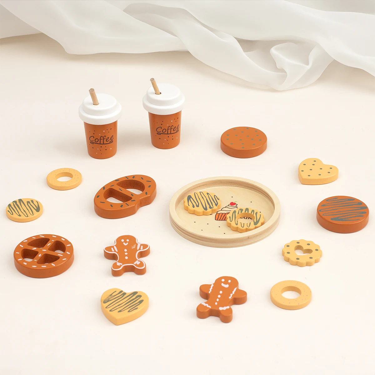 Juego de galletas de madera para niños, accesorios de cocina, juguetes de comida, juego de simulación, regalo para hornear, juguetes de aprendizaje para niños pequeños