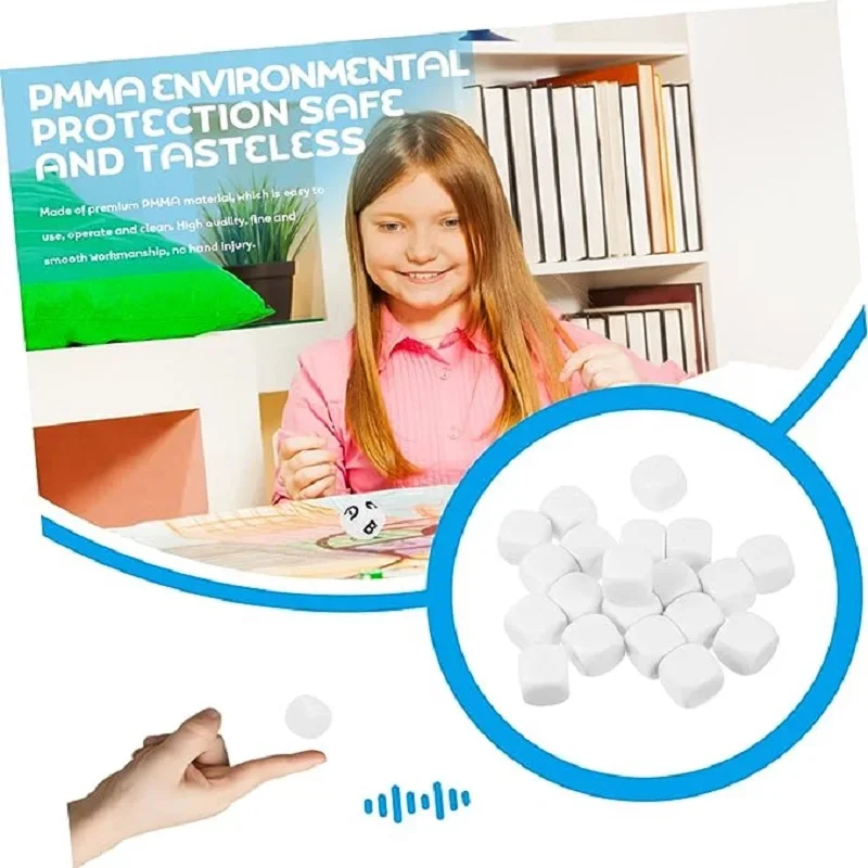 10 قطعة 18 مللي متر D6 الزاوية المستديرة فارغة الاكريليك الأبيض نرد فارغ DIY بها بنفسك مجلس لعبة الكتابة اللوحة الكتابة على الجدران الدعائم ألعاب تعليمية أداة #4