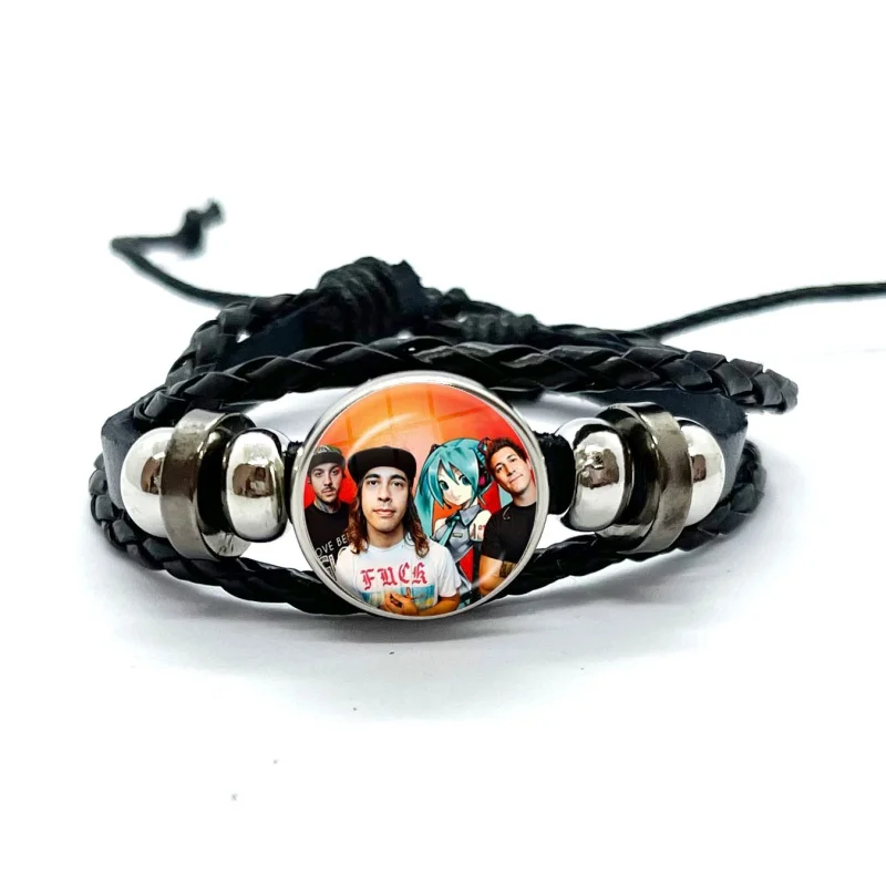Pop Rock Band Pierce The Veil Leather Bracelets Glass Dome Snap Button Bracelet & Bangles Fashion Women Men Jewelry