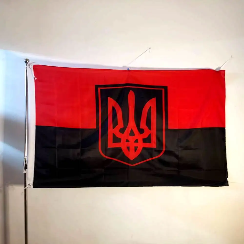 Ukrainian Flag Red Black Glory Ukraine Slava Banner for Decor 90x150cm Polyester